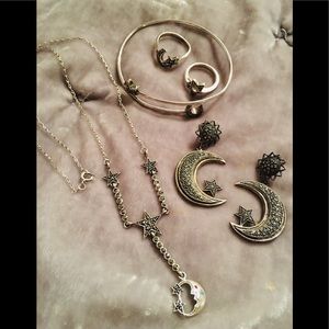 Vintage SS Marcasite Moon & Stars Jewelry Lot